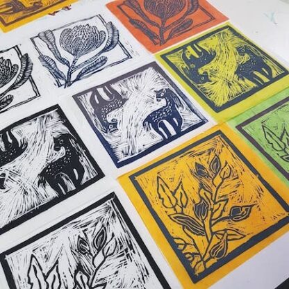 linocut print colour paper workshop